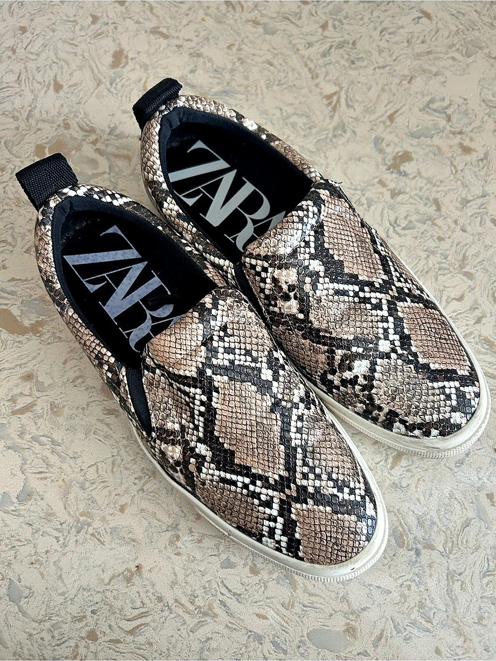 Zara Snake Print Slip-On Sneakers Like New
